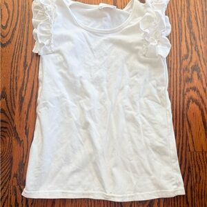 Elegant White Ruffled Kids Tee